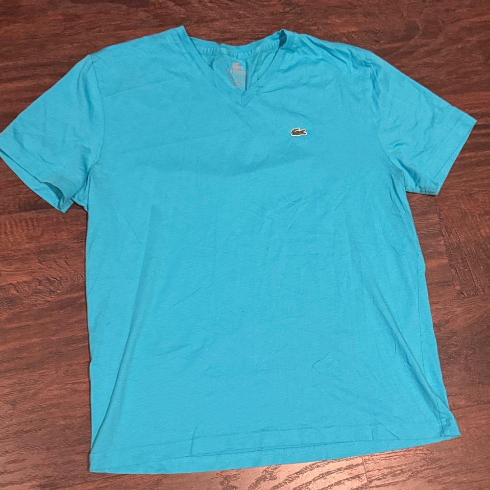 Lacoste Men's Aqua V-Neck Tee